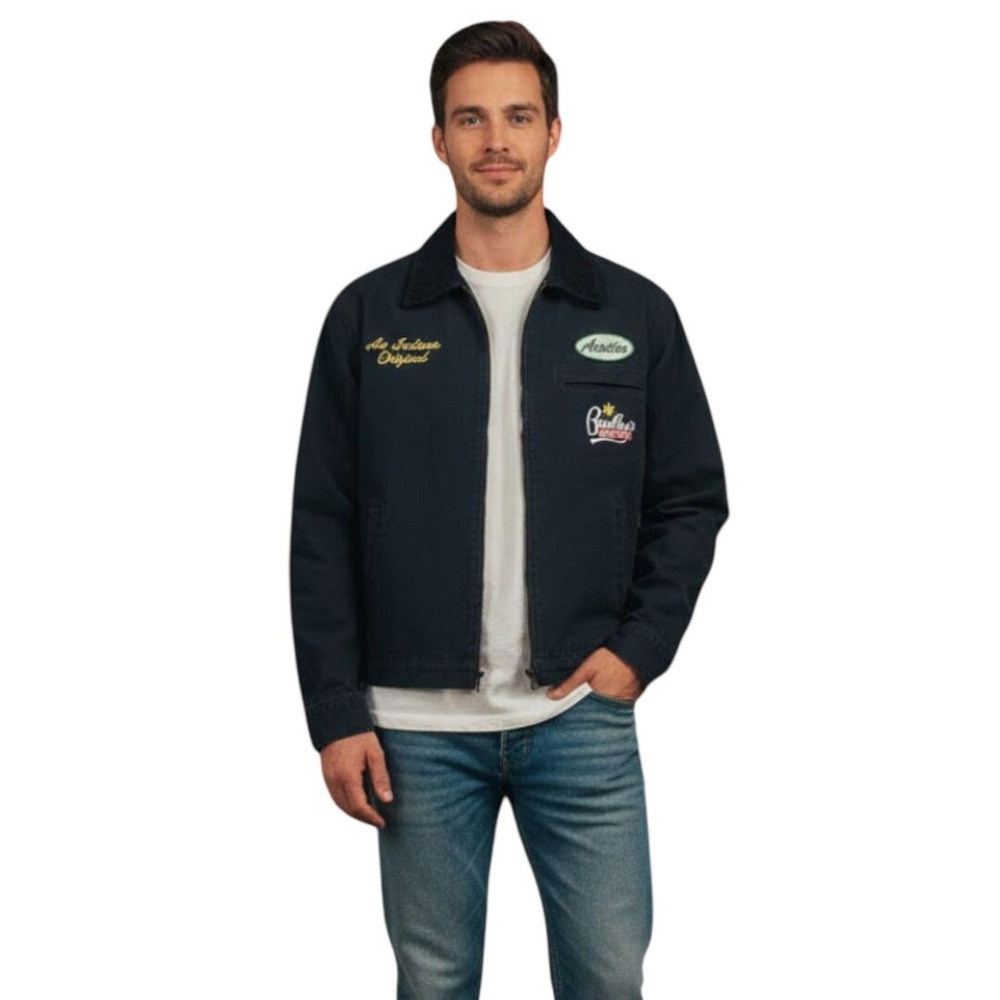 Stranger Things Men's Gray Collar Bradley's Big Buy Workwear Jacket Size Large